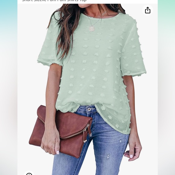 No longer fits, but really cute!! Mint green textured shirt. Size medium - Picture 3 of 3
